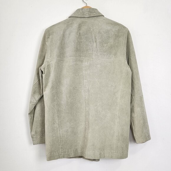 Genuine Leather Sage Green Suede Chore Coat Spring Jacket Coastal Cowgirl Boho - Picture 3 of 16
